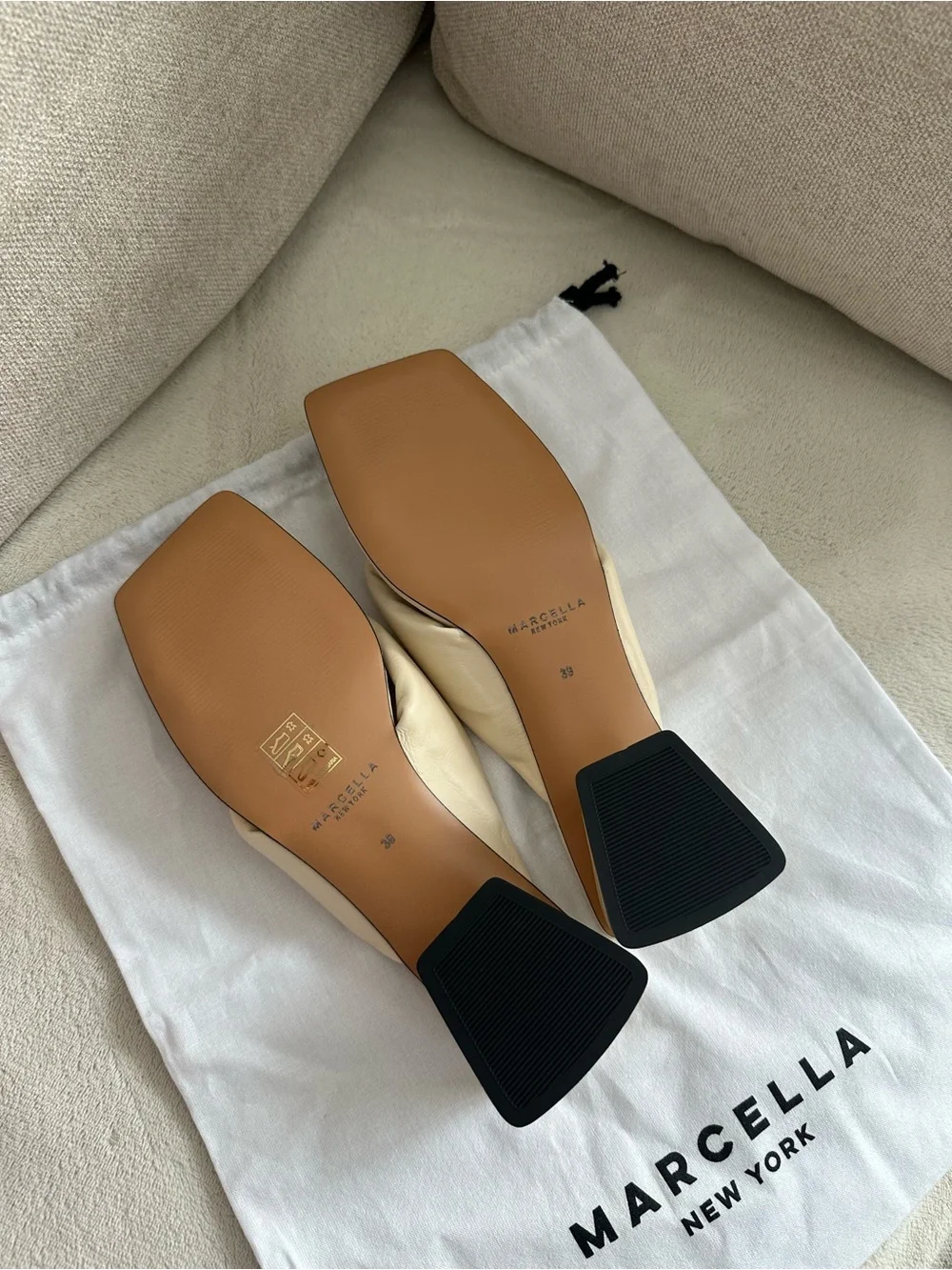 Brand New Marcella Holland Sandles Cream Women's White Square-Toe Sandals